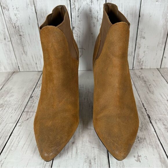 CROWN VINTAGE Magnolia Dark Natural Distressed Suede Elastic Ankle Boot 10 - Picture 8 of 11